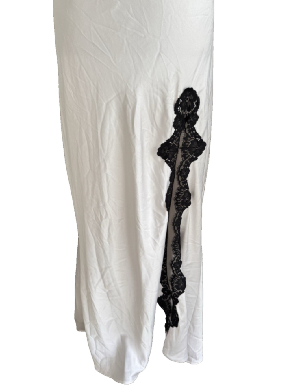 Victoria’s Secret Satin Ivory Black Lace-Trim Cami & Midi Skirt Set XXL NEW NWT - Picture 5 of 15